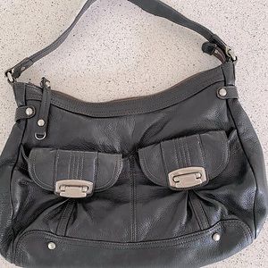 B. Makowsky Black Leather Shoulder Bag